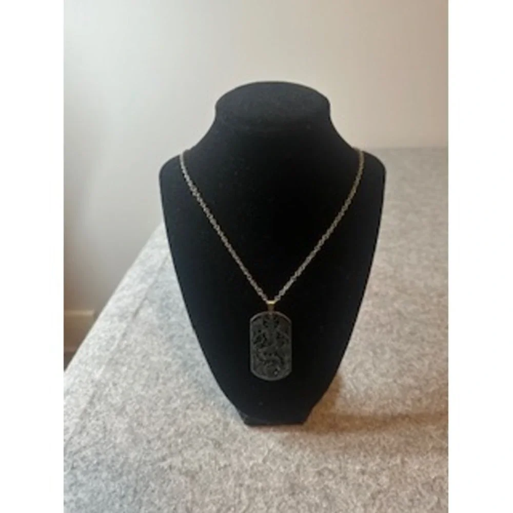 Baphomet Dog Tag Necklace Silver Stainless Steel Gothic Occult Pendant 24 Inch